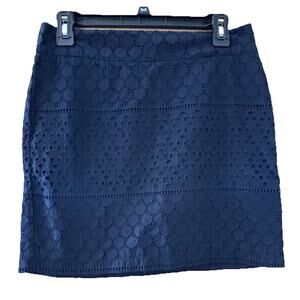 Banana Republic Mini Skirt NWT Sz 6 Navy Blue Eyelet Lined Preppy Cottage Resort
